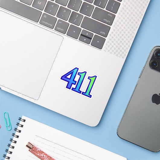 411 Engelnummer Groei Sticker (Laptop met iPhone)