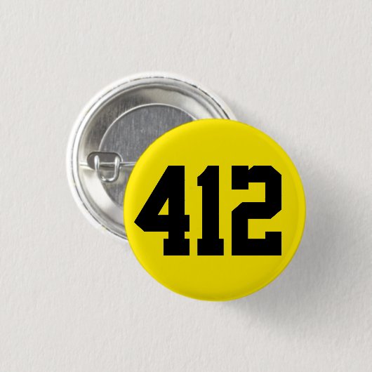 412 Button, zwart en geel Ronde Button 3,2 Cm (Voorkant /achterkant)