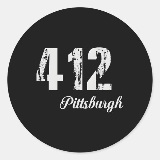 412 Pittsburgh Area Code Distress Ronde Sticker (Voorkant)