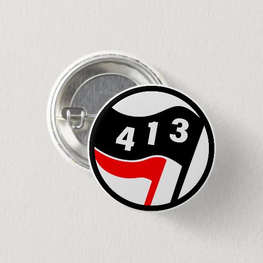 413 Western Mass Antifascist Ronde Button 3,2 Cm (Voorkant /achterkant)
