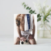 41873a Sexy Soccer Jock Briefkaart (Staand voorkant)