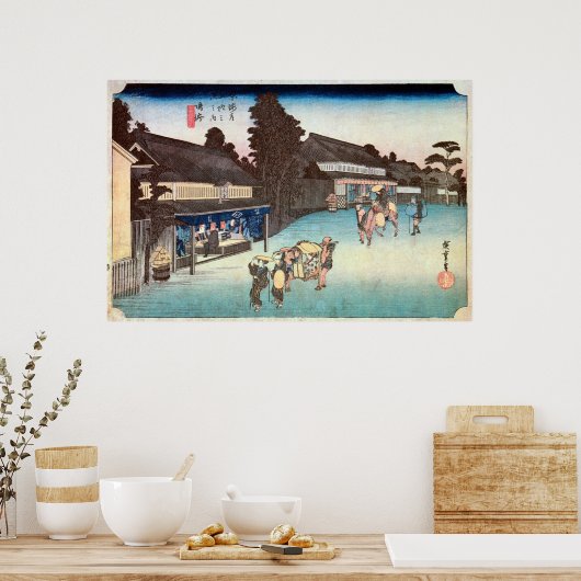 41. 鳴 宿, 広 Narumi-juku, Hiroshige, Ukiyo-e Poster (Keuken)