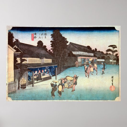 41. 鳴 宿, 広 Narumi-juku, Hiroshige, Ukiyo-e Poster (Voorkant)