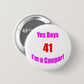 41 Cougar Birthday Ronde Button 5,7 Cm (Voorkant /achterkant)