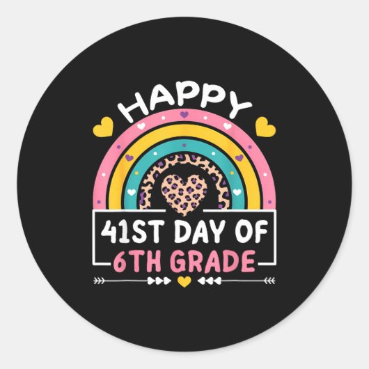 41 Days Of School Happy 41st Day Of 6th Grade Teac Ronde Sticker (Voorkant)