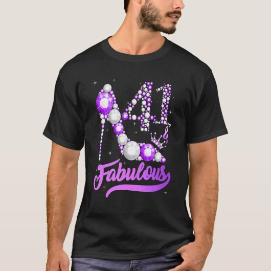41 en Fabulous 41 jaar oude 41e verjaardag Diamond T-shirt (Voorkant)