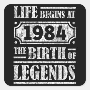 41 jaar oud 1984 Geboorte van de legende 41ste ver Vierkante Sticker