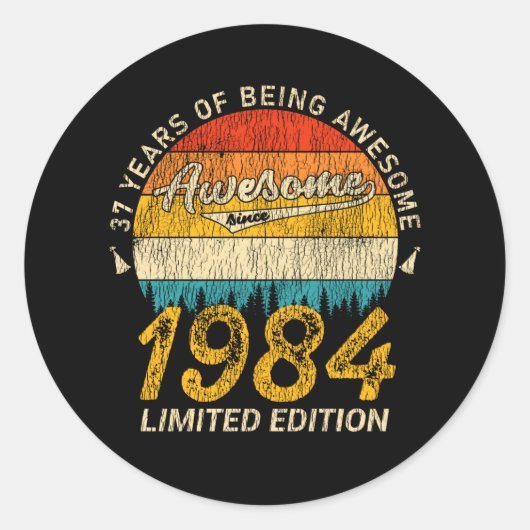 41 jaar oud 1984 Retro Geweldige 41ste verjaardags Ronde Sticker (Voorkant)