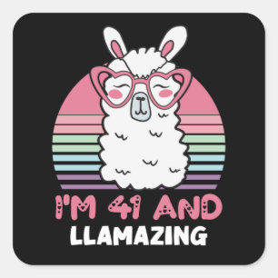 41 jaar oude dag lam 41e verjaardag Llama Vierkante Sticker