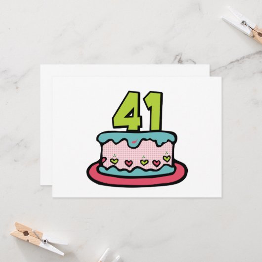 41-jarige verjaardagskaart kaart (Voorkant / Achterkant in situ)