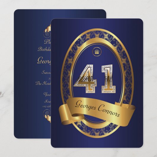 41, man verjaardagsfeestvrouw, elegante kleur kaart (Voorkant / Achterkant)