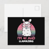 41 Year Old Bday Llamazing 41st Birthday Llama Briefkaart (Voorkant / Achterkant)
