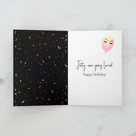 41e Birthday-ballonnen en Confetti Kaart (Binnen)