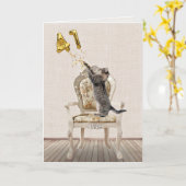 41e Birthday-ballonnen en tablet-pc Kaart (Gele Bloem)