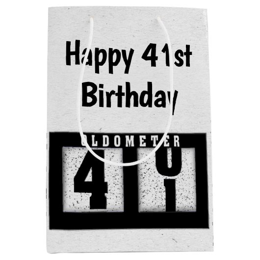 41e Birthday Black Odometer Medium Cadeauzakje (Voorkant)
