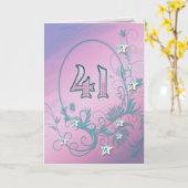 41e Birthday-kaart met diamantsterren Kaart (Gele Bloem)