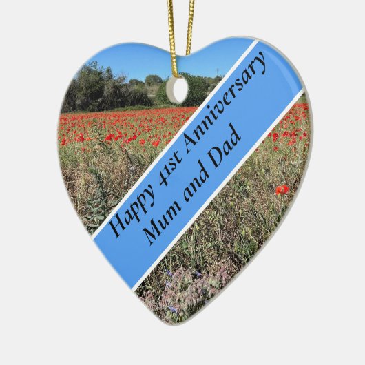 41e Bruiloft Jubileum Keramisch Ornament (Links)