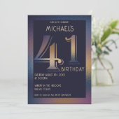 41e paarse en gouden verjaardag kaart (Staand voorkant)