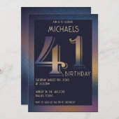 41e paarse en gouden verjaardag kaart (Voorkant / Achterkant)