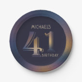 41e paarse en gouden verjaardag papieren bordje (Voorkant)