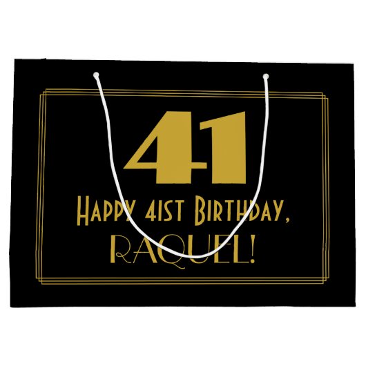 41e verjaardag — Art Deco geïnspireerde look "41"  Groot Cadeauzakje (Achterkant)