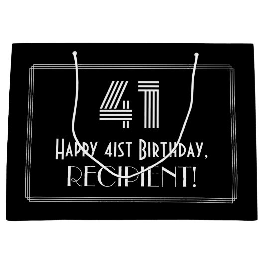 41e verjaardag — Art Deco geïnspireerde look "41" Groot Cadeauzakje (Voorkant)