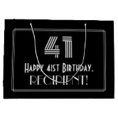 41e verjaardag — Art Deco geïnspireerde look "41" Groot Cadeauzakje (Achterkant)