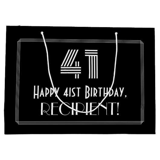 41e verjaardag — Art Deco geïnspireerde look "41"  Groot Cadeauzakje (Achterkant)