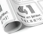 41e verjaardag: Art Deco geïnspireerde stijl "41"  Cadeaupapier (Rol Hoek)