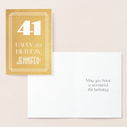 41e verjaardag ~ Art Deco stijl "41" & aangepaste  Folie Kaarten (Display)