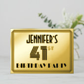 41e verjaardag — Art Deco Style "41" en naam Folie Uitnodiging (Staand Voorkant)
