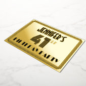 41e verjaardag — Art Deco Style "41" en naam Folie Uitnodiging (Gedraaid)