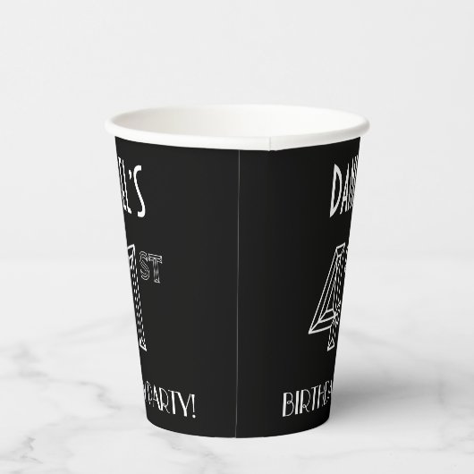 41e verjaardag: Art Deco Style + aangepaste naam Papieren Bekers (Rechts)