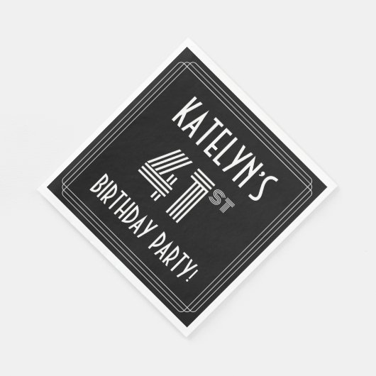 41e verjaardag: Art Deco Style + aangepaste naam Servet (Hoek)