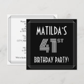 41e verjaardag: Art Deco Style met aangepaste naam Kaart (Voorkant / Achterkant)