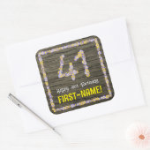 41e verjaardag: Bloemennummer, Faux Wood Look, Naa Vierkante Sticker (Envelop)
