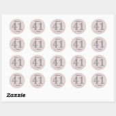 41e verjaardag Blush Roze Zilver Grijs Glitter Ronde Sticker (Vel)