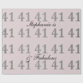 41e verjaardag Custom Name Blush Roze Grijs Glitte Cadeaupapier (Vlak)