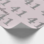 41e verjaardag Custom Name Blush Roze Grijs Glitte Cadeaupapier (Hoek)
