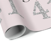 41e verjaardag Custom Name Blush Roze Grijs Glitte Cadeaupapier (Rol Hoek)
