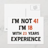 41e verjaardag design briefkaart (Voorkant / Achterkant)