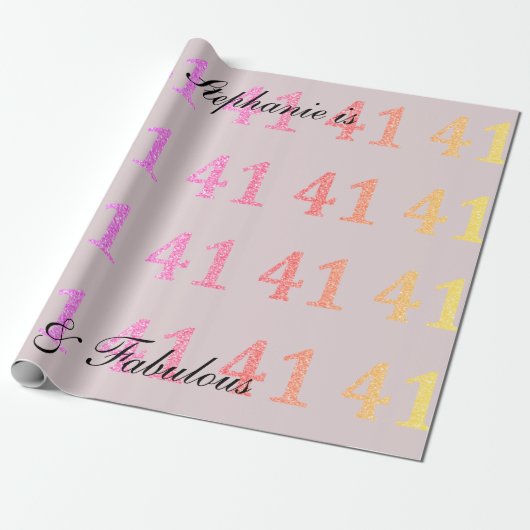 41e verjaardag eenenveertig naam Fabulous Blush Pi Cadeaupapier (Uitgerold)