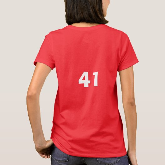 41e Verjaardag Eenenveertig Rode Custom Age Gift S T-shirt (Achterkant)