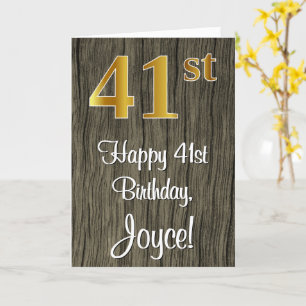 41e verjaardag: Elegant Faux Gold Look #, Faux Woo Kaart