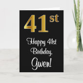 41e verjaardag ~ Elegant Luxe Faux Gold Look # Kaart (Voorkant)