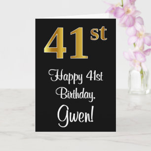 41e verjaardag ~ Elegant Luxe Faux Gold Look # Kaart