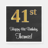 41e verjaardag ~ Elegant Luxe Faux Gold Look # Servet (Voorkant)