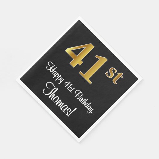 41e verjaardag ~ Elegant Luxe Faux Gold Look # Servet (Hoek)