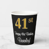 41e verjaardag - Elegante luxe Faux Gold look # Papieren Bekers (Voorkant)