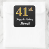 41e verjaardag - Elegante luxe Faux Gold look # Vierkante Sticker (Tas)